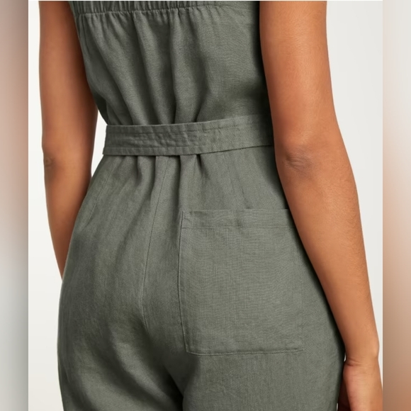 Everlane "the linen jumpsuit" olive green - Picture 3 of 6